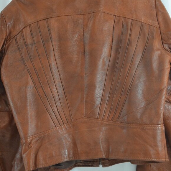 Women's Brown Leather Jacket - Picture 5 of 11